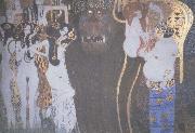 unknow artist gustav k;imts visar de fientiga krafterna i form av kvinnor som star mellan manniskan och hennes lycka oil painting on canvas